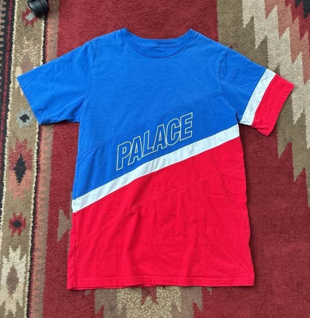 Palace Skateboards Multi-Color Diagonal Cut-and-Sew Graphic T-Shirt